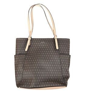DKNY Brown and Tan Logo Tote